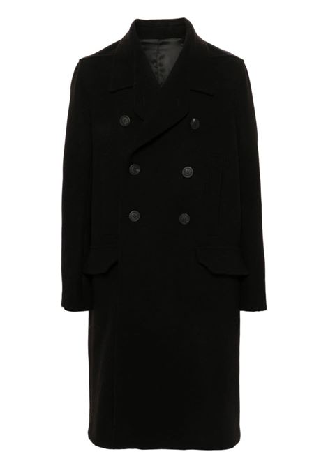 Black Officer double-breasted long coat Rick Owens - men